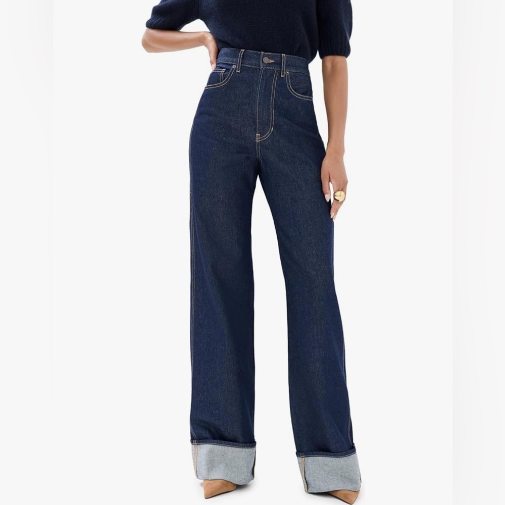 Veronica Beard High-Rise Taylor Wide Leg Cuffed Jean